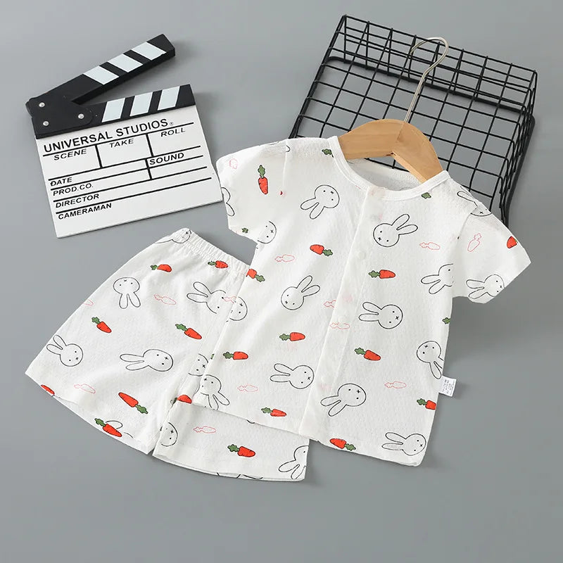 Children's Clothing Summer Short Sleeve Home Sleepwear Children Sets Kids Clothes Boy Girl T-shirt shorts Cotton Suit Baby