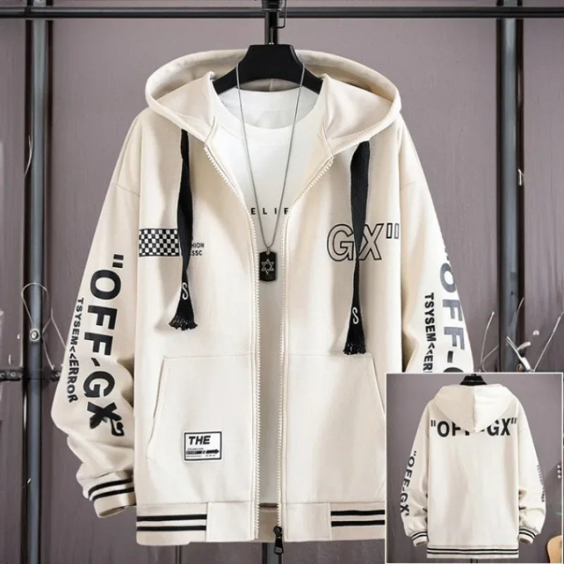 Hoodie Men's Set Spring and Autumn Two-piece Set Trendy Loose Clothing Hooded Jacket Cardigan