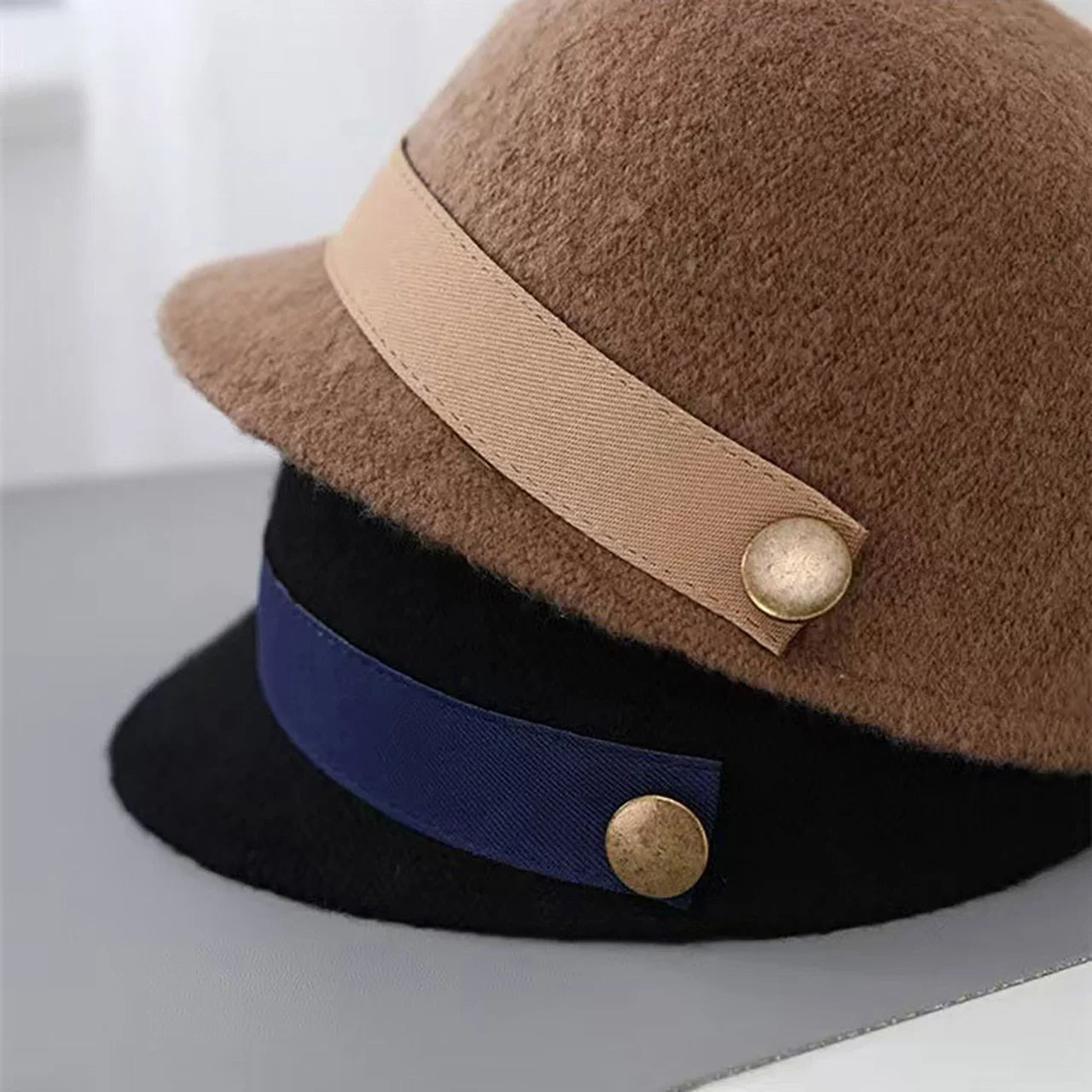 Winter Warm Baby Equestrian Hat Vintage Baby Boy Girl Wool Caps Cute Toddler Short Brim Duck Tongue Cap