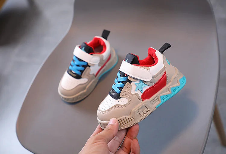 Kids Sports Shoes Children Casual Sneakers Anti Slip Soft Soles Breathable Lightweight Baby Walking Shoes Boys Girls Board Shoes