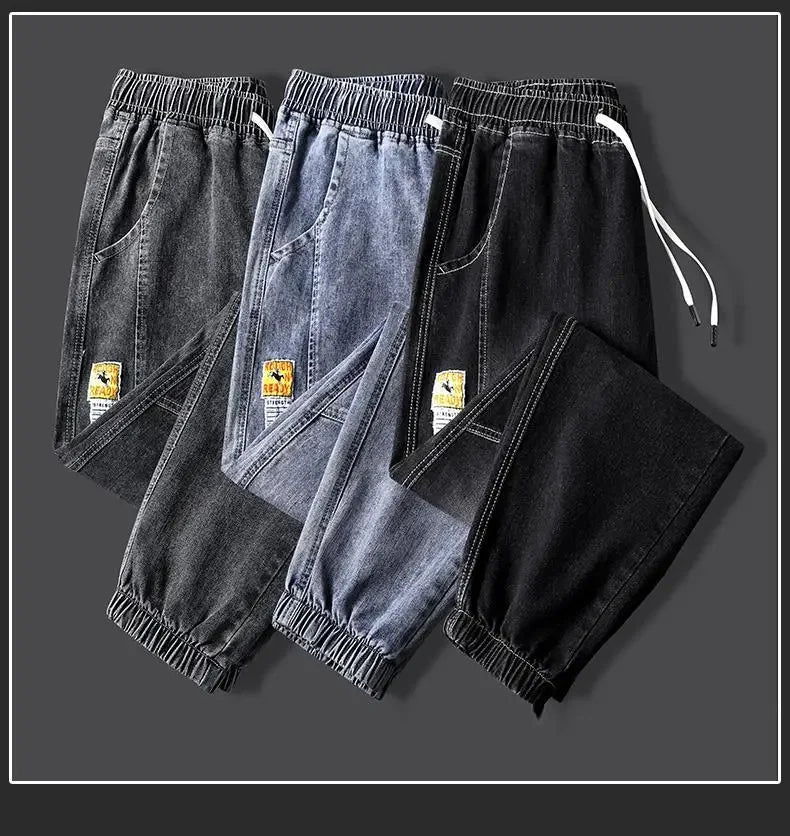 2023New Men's jeans Winter Fleece Jeans Thick Warm Denim Pants Men Streetwear Black Joggers Harem Jean Thermal Trousers