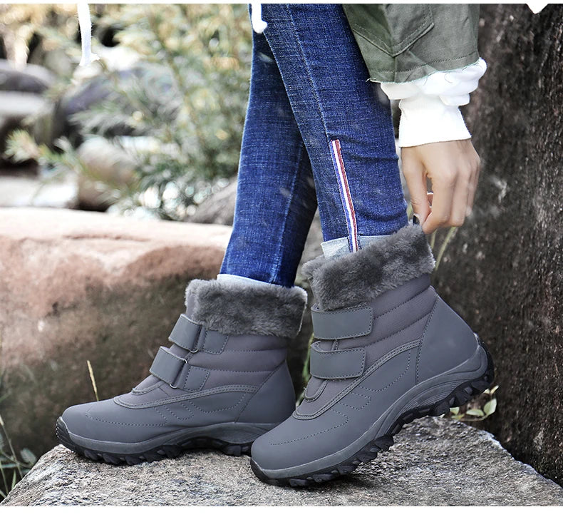 Boots for Women Platform Outdoor Snow Boots Non-slip Winter Walking Shoes Fur Warm Ankle Boots Wedge Waterproof Thigh High Boots