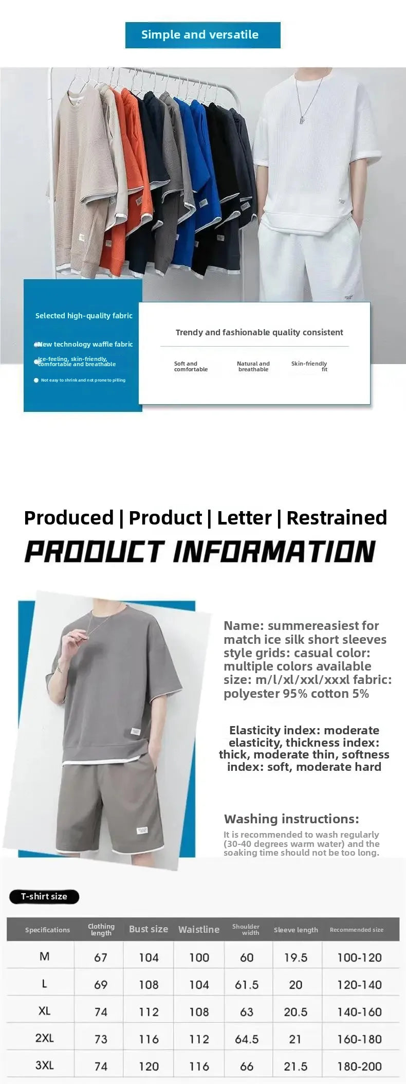 Casual Short Sleeve Sportswear Set for Men Summer Large Size Teenagers T-Shirt And Shorts Combo Comfortable Breathable Men's Out