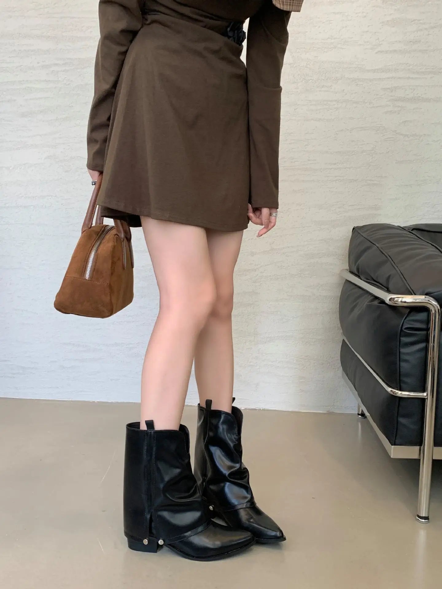 Women's Boots 2025 Autumn New Fashion Retro Pointed Toe Female Ankle Boots Synthetic Leather Outdoor Anti Slip Boots Botas Mujer