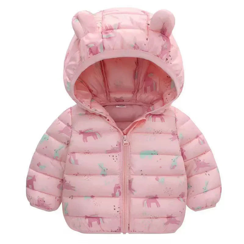 Boys Girls Down Coats Children Winter Thickened Jackets Kids Warm Hooded Fashion Outerwear Children Solid Color Cotton Parkas