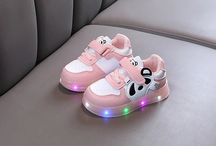 LED Kids Shoes For Girls Cute Cartoon Shoes Baby Girl Kawaii Canvas Shoes Soft Bottom Sneakers Casual Shoes Boys Flat Shoes