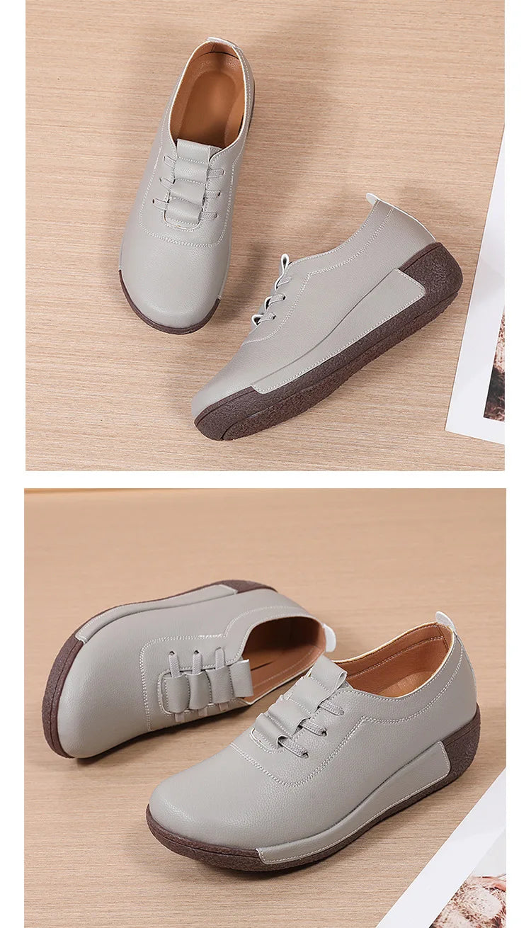 2025 Women Casual Shoes Genuine Leathe Platform Loafers for Women Wedge Sneakers Zapatos Mujer Fashion Slip on Ladies Moccasins