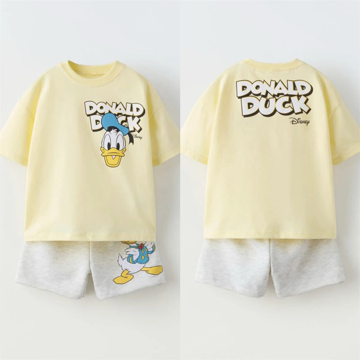 Disney Child Costume Mickey Mouse Double-sided Print Tshirt Short-sleeved Tracksuits 2026 Boys Girls Cute Tees Black Shorts