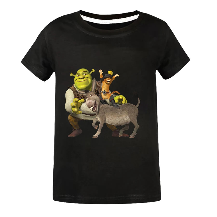 Shrek Child Tracksuit Blouse Short Sleeve Family Matching Clothes Sets for Baby Set for Children From 6 To 12 Years Old Summer