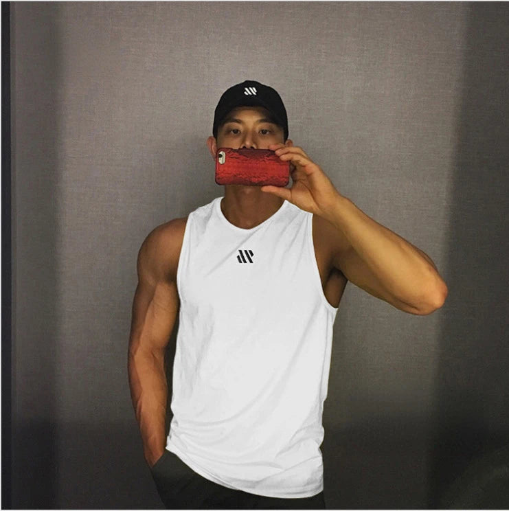 Mens Workout Tank Tops Mash Fabric Quick Dry Muscle Sleeveless Shirts Cut Off Slim Fit  Bodybuilding Gym Tees Singlet