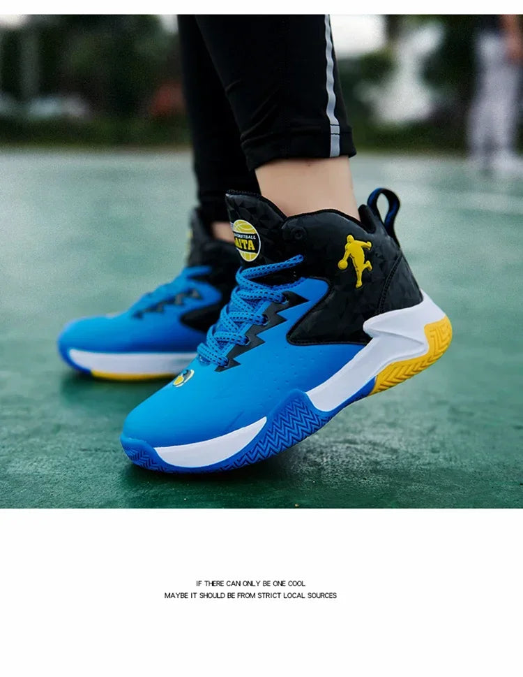 Boys Basketball Shoes High Quality Soft Top Thick Sole Non-slip Kids Sneakers Children Trainer Shoes Outdoor Boy Sport Basket
