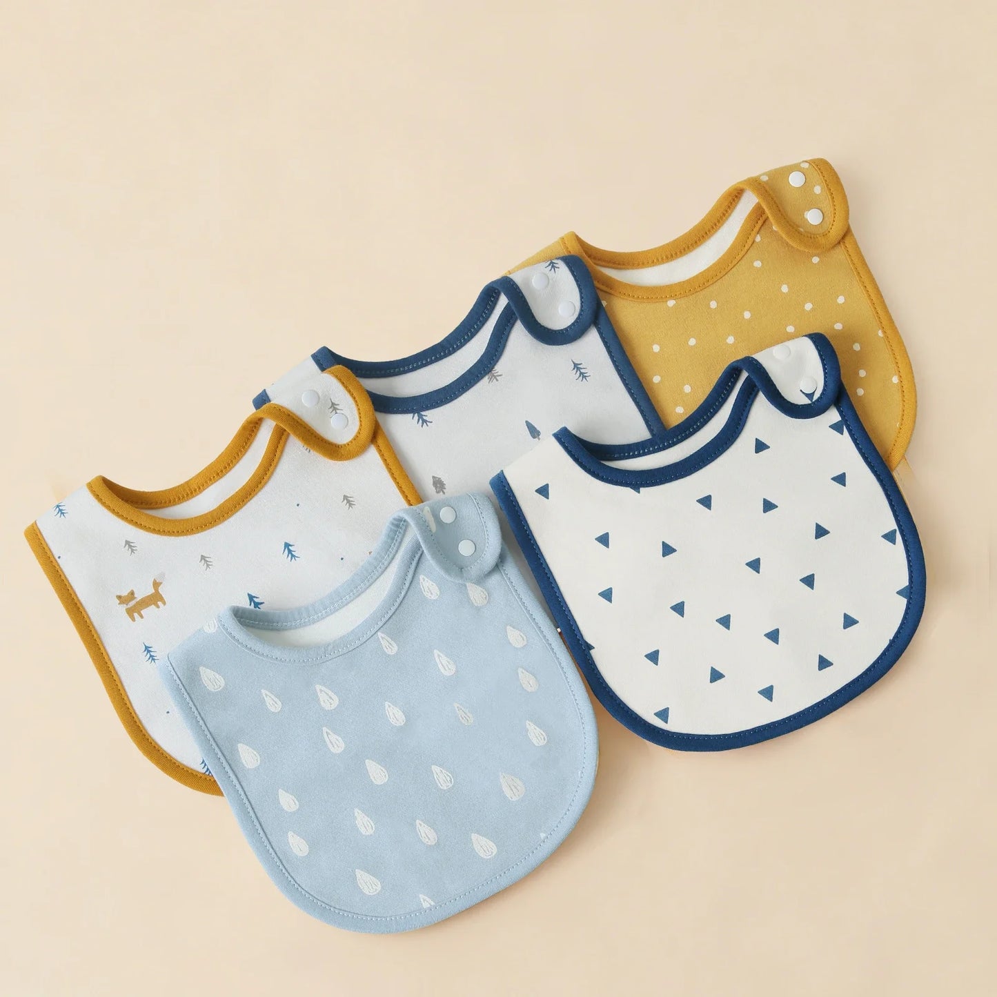 5 Pcs/set Baby Bibs U-shaped Infant Saliva Towel Easy to Wipe Kids Eating Cloth 100% Cotton Anti-spitting Skin-friendly 1-3Y