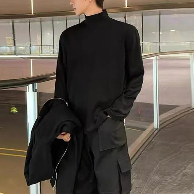 Thermal Underwear Tops Men Winter Clothes Thermal Shirt Autumn Men's Winter Tights High Neck Thin Slim Fit Long Sleeve T-shirt