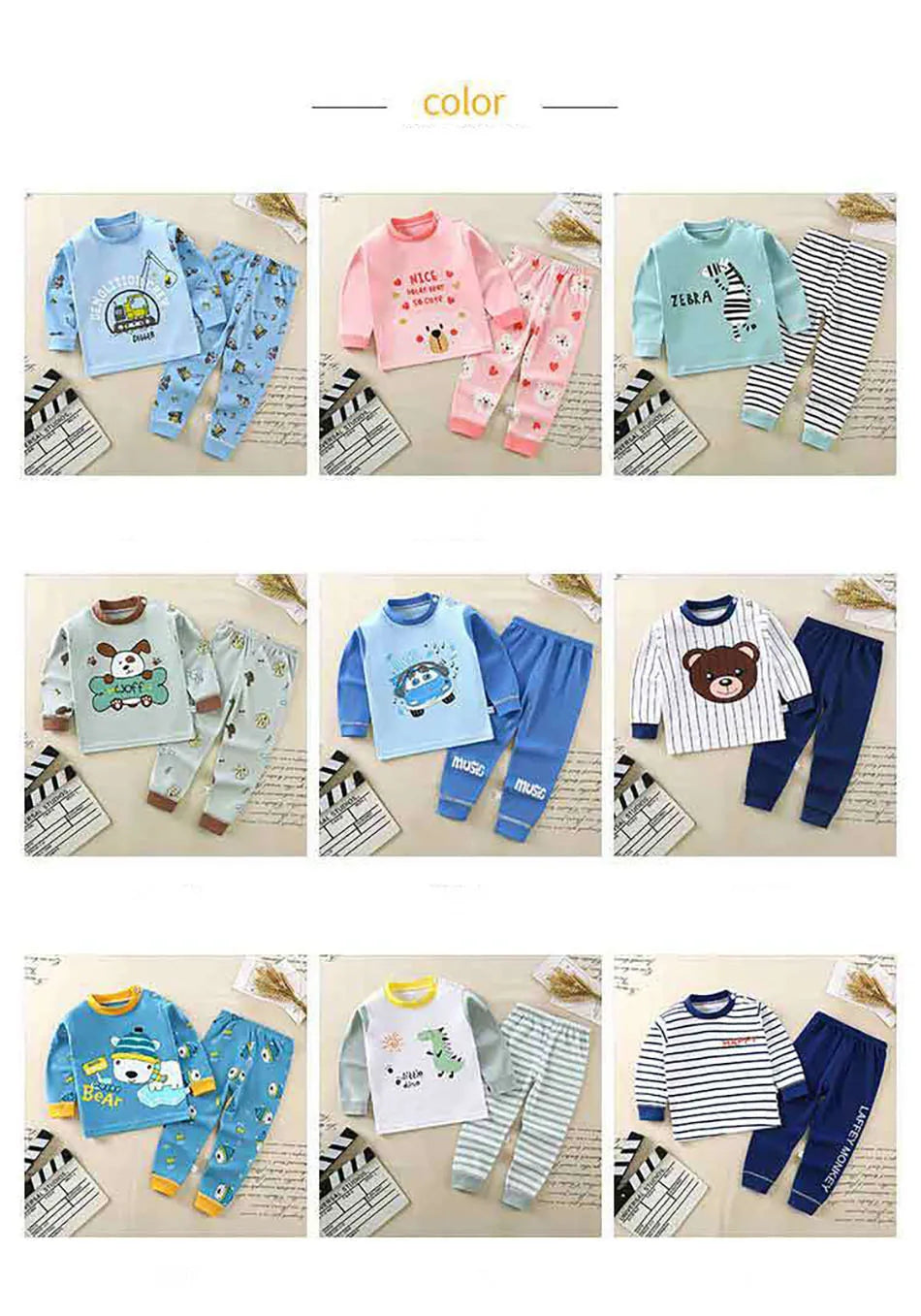Cotton Kids Pajamas Set for Boys Girls Autumn and Winter Cartoon Sleeping Loungewear Children Night Sleepwear Home Wear Clothes