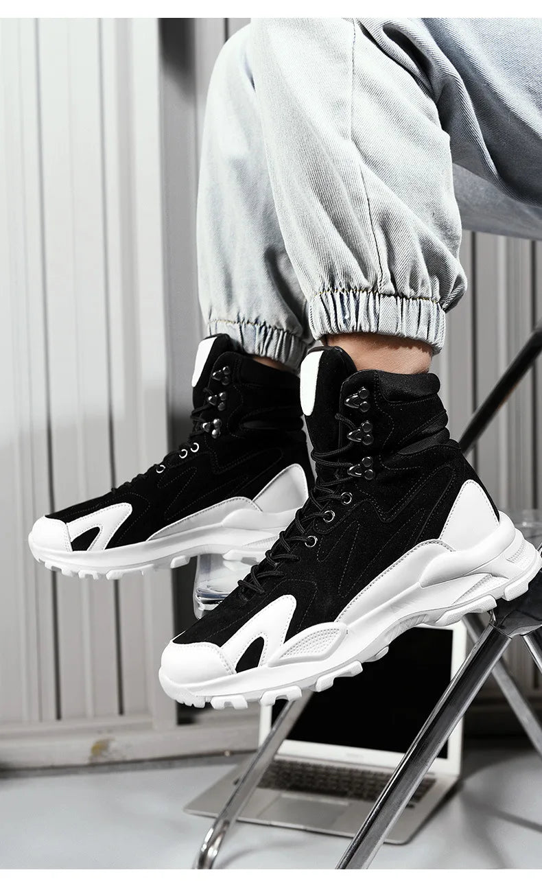 Fashion Men's Boots Comfortable Men Casual Shoes Breathable High Top Sneakers for Outdoor Non Slip Ankle Boots Platform Sneakers