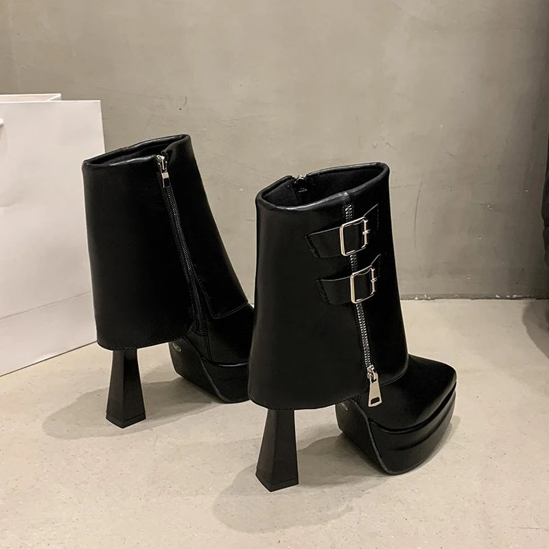 Boots for Women Fashion Designer Trouser Tube Boots Thick Bottom Heightening Platform Boots Women's Side Zipper Ankle Boot Botas