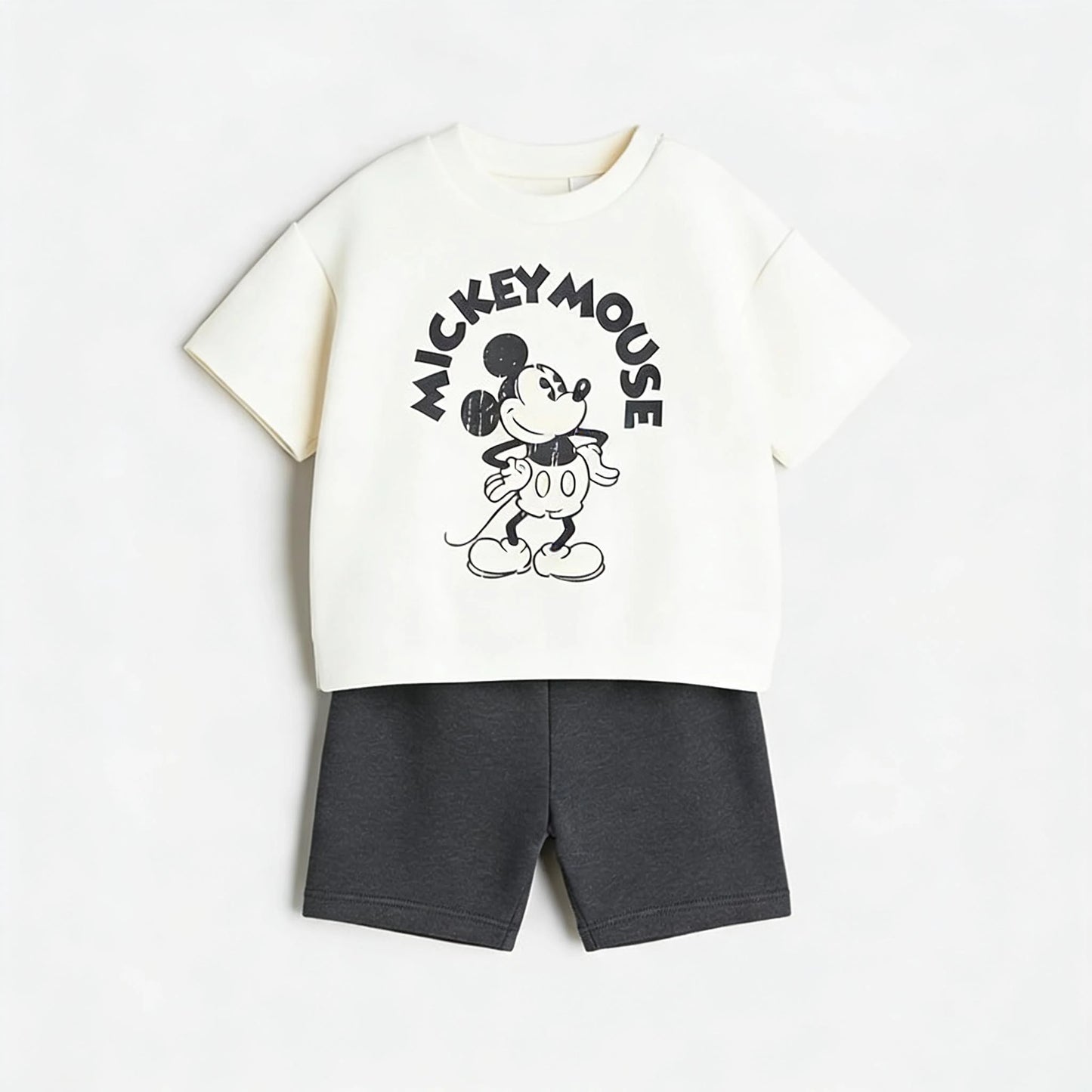 Mickey 2piece Set For Children's Clothes 2026 New Summer Clothing Disney Cartoon T-shirt + Shorts Kids Casual Suit Tracksuits