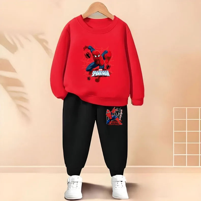2025 Autumn New Children's Hoodies Sets Anime Spiderman Boys Pullover and Long Pants Two Piece Set Kids Casual Thin Tracksuit