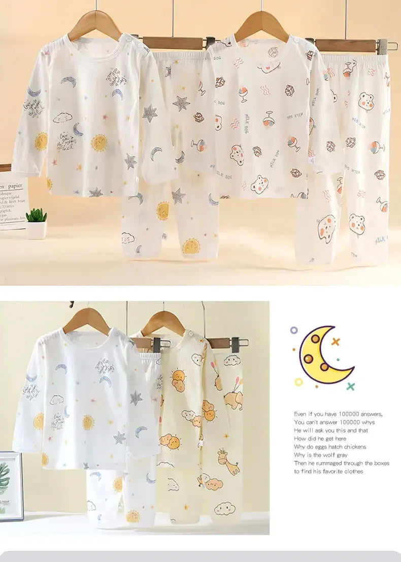 Children Sets Cotton Kids Clothes Long/Short Sleeve Home  Sleepwear Children's Clothing Boy Girl Autumn winter Tops Pants Suits