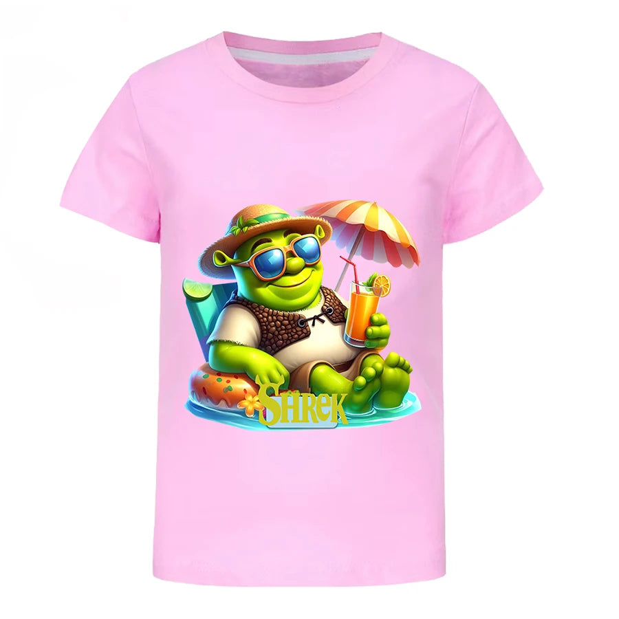 Shrek Child Tracksuit Blouse Short Sleeve Family Matching Clothes Sets for Baby Set for Children From 6 To 12 Years Old Summer