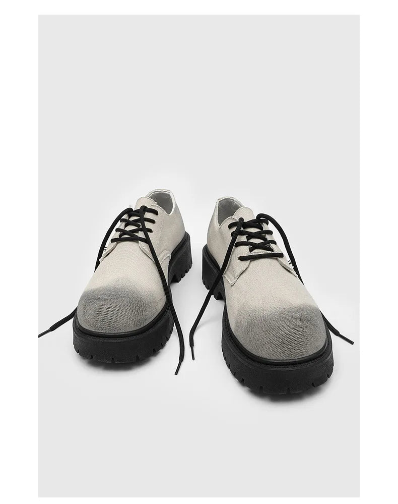 New Mens Derby Shoes British-Style Big Round-Toe Chunky Platform Sneakers Original Breathable Casual Shoes for Streetwear &Daily