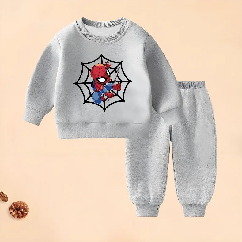 Marvel Anime Spiderman Boys Long Sleeve Hoodies Sets Fall Children's Pullover and Trousers Two Piece Suit Kids Casual Sweatsuit