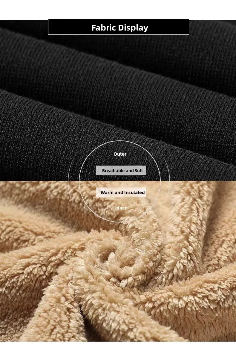 Men's Winter Lamb Velvet Sports Set Thiened Casual Sweatirt Pants Two-Piece Suit Warm Cozy Leisure Wear Long Sve