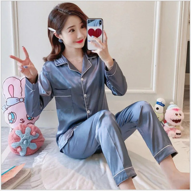 Short Sleeve Silk Pajamas Spring Women Summer Pajama Sets Silk Pijama Sleepwear Pyjamas Plus Size 3XL 4XL 5XL 85kg Nightwear Set