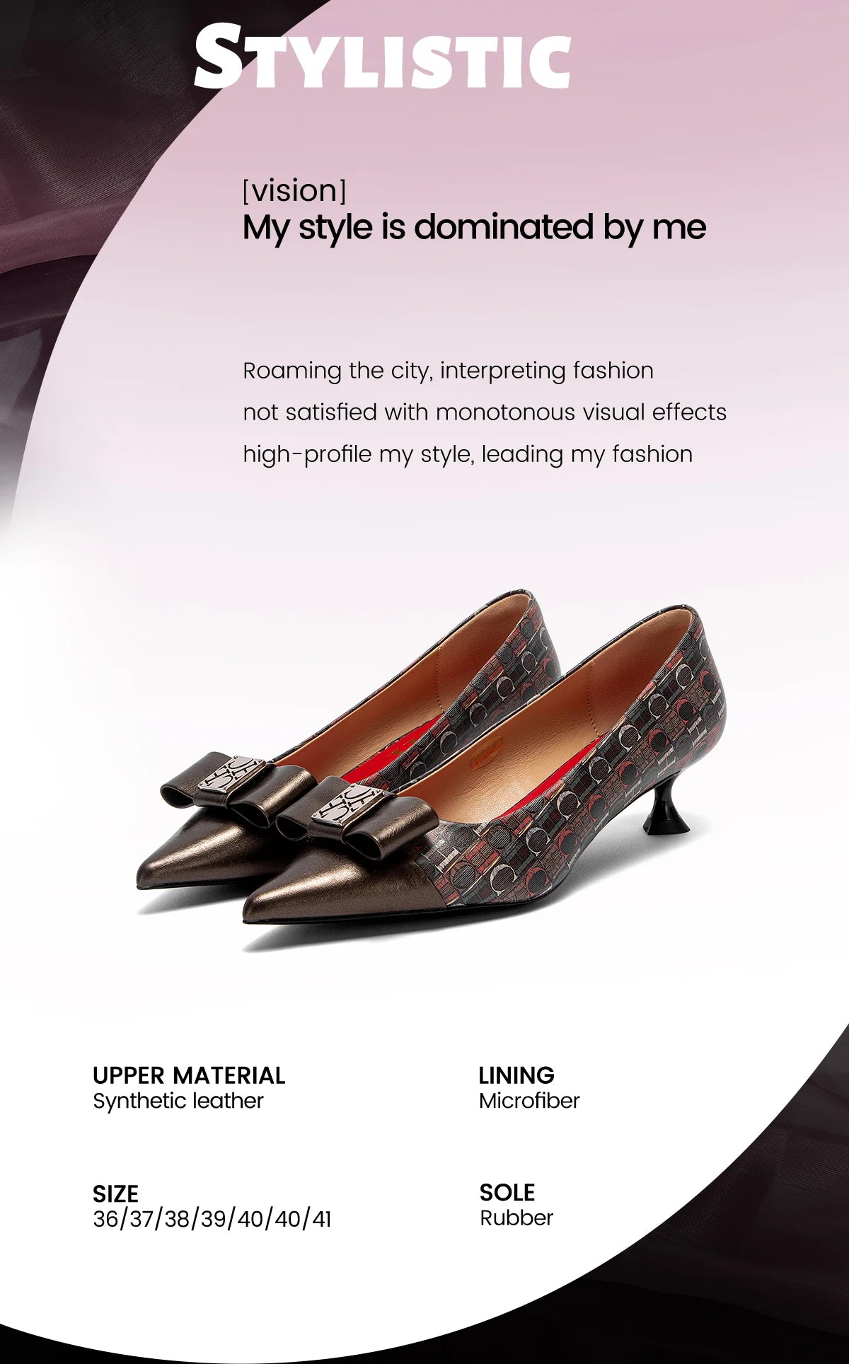 Women's Heeled Shoes Elegant Fashion Female Commuting Low Heeled Shoes British Style Patchwork Design Lady Pointed Shoes