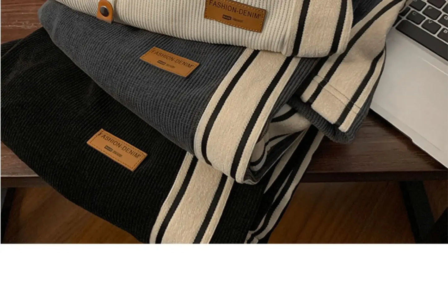 Corduroy Men's Pants Autumn Winter New Sle Hong Kong Sle Trendy Wide Leg Straight Elastic Waist Sports Casual Long Trousers