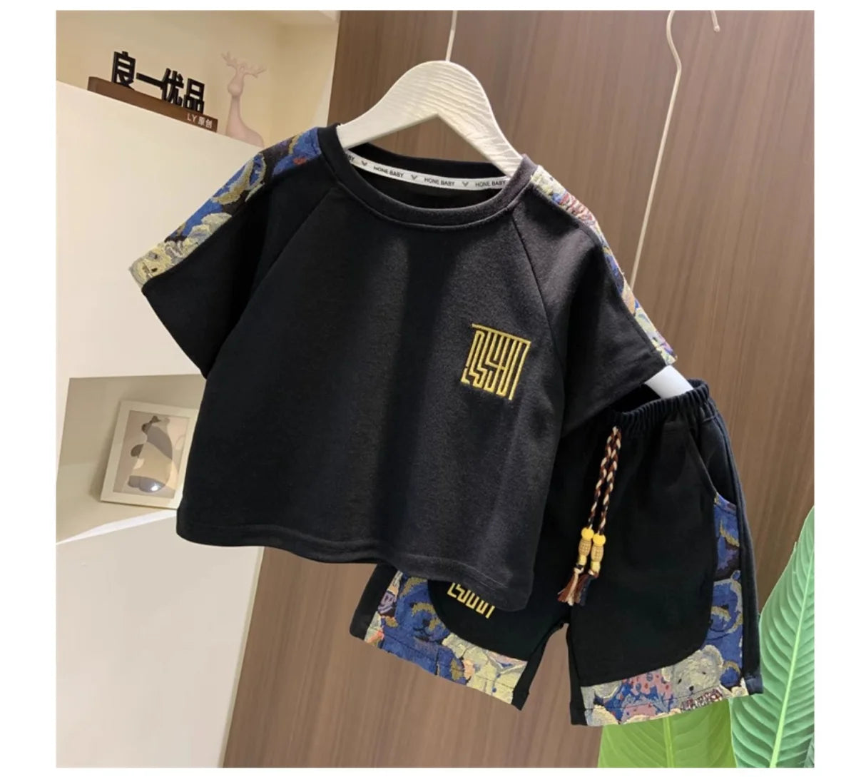 Children's Summer Set 2025 New Boys' Baby Cool Handsome Short sleeved T-shirt Shorts Two piece Set