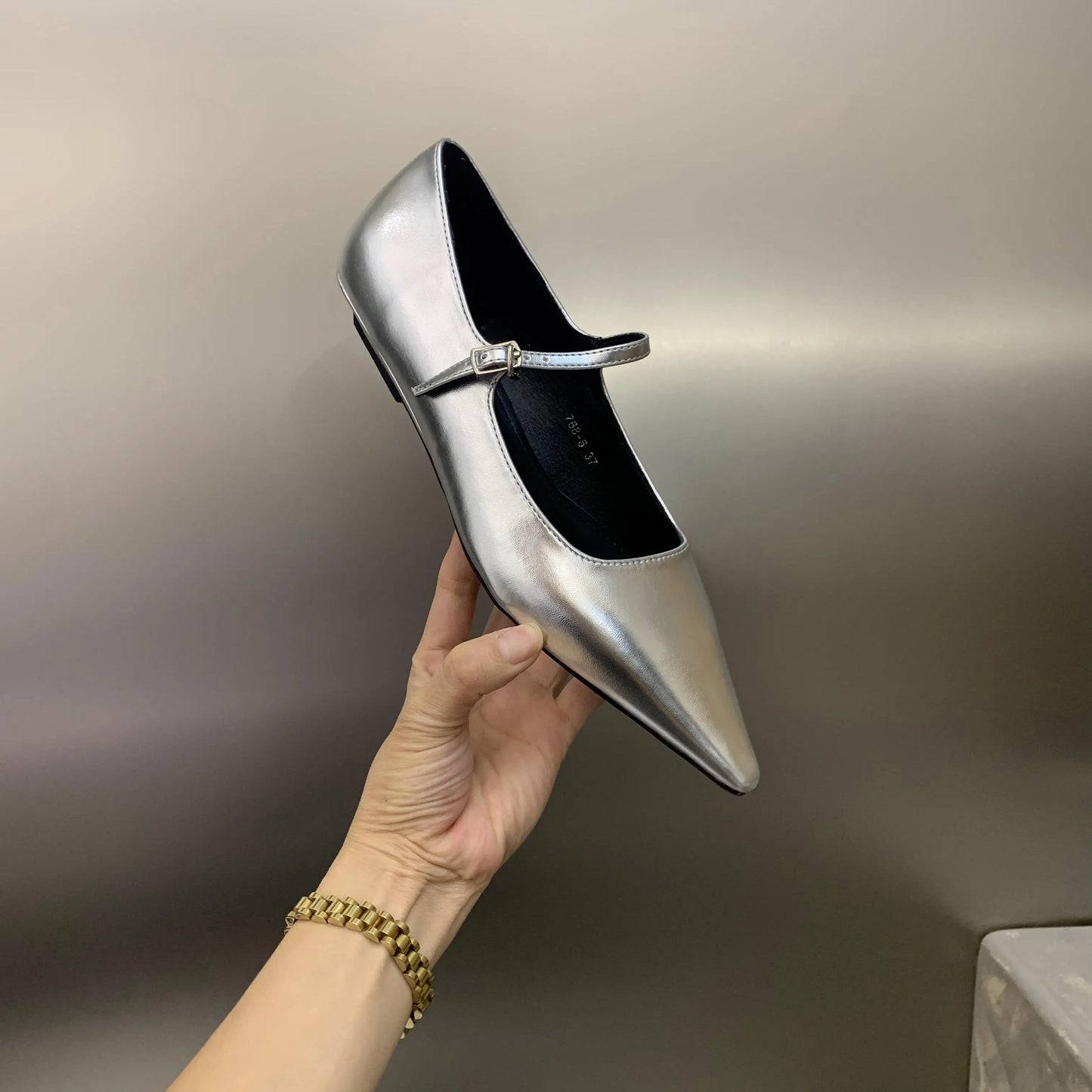 Flat Shoes for Women 2025 Spring Autumn New Mary Jane Shoes Low Heel Pointed Flat Bottomed Women's Shoes Plus Size 42 43 44