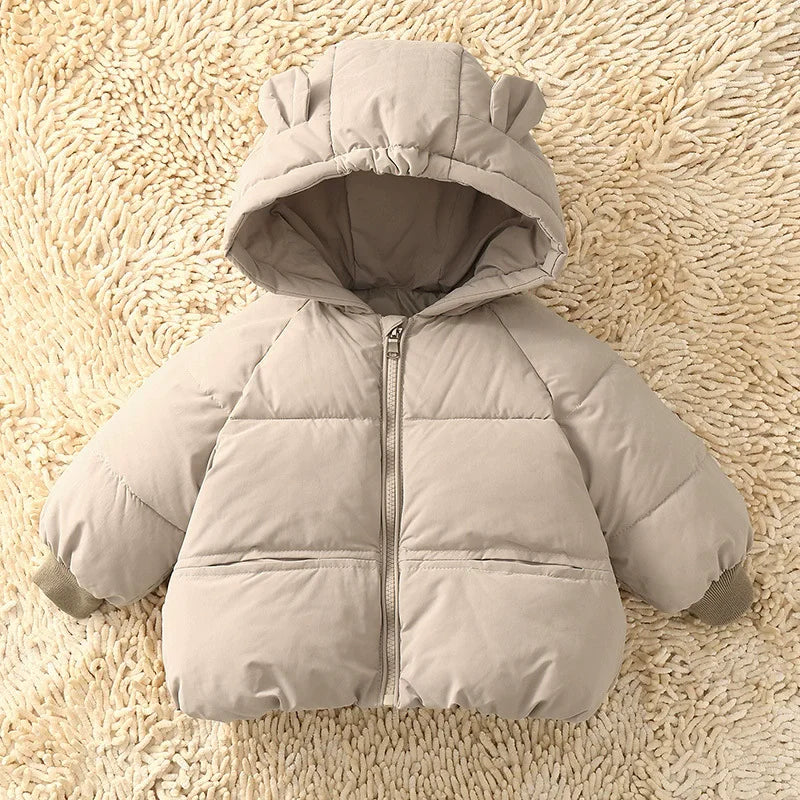 Boys Girls Down Coats Children Winter Thickened Jackets Kids Warm Hooded Fashion Outerwear Children Solid Color Cotton Parkas