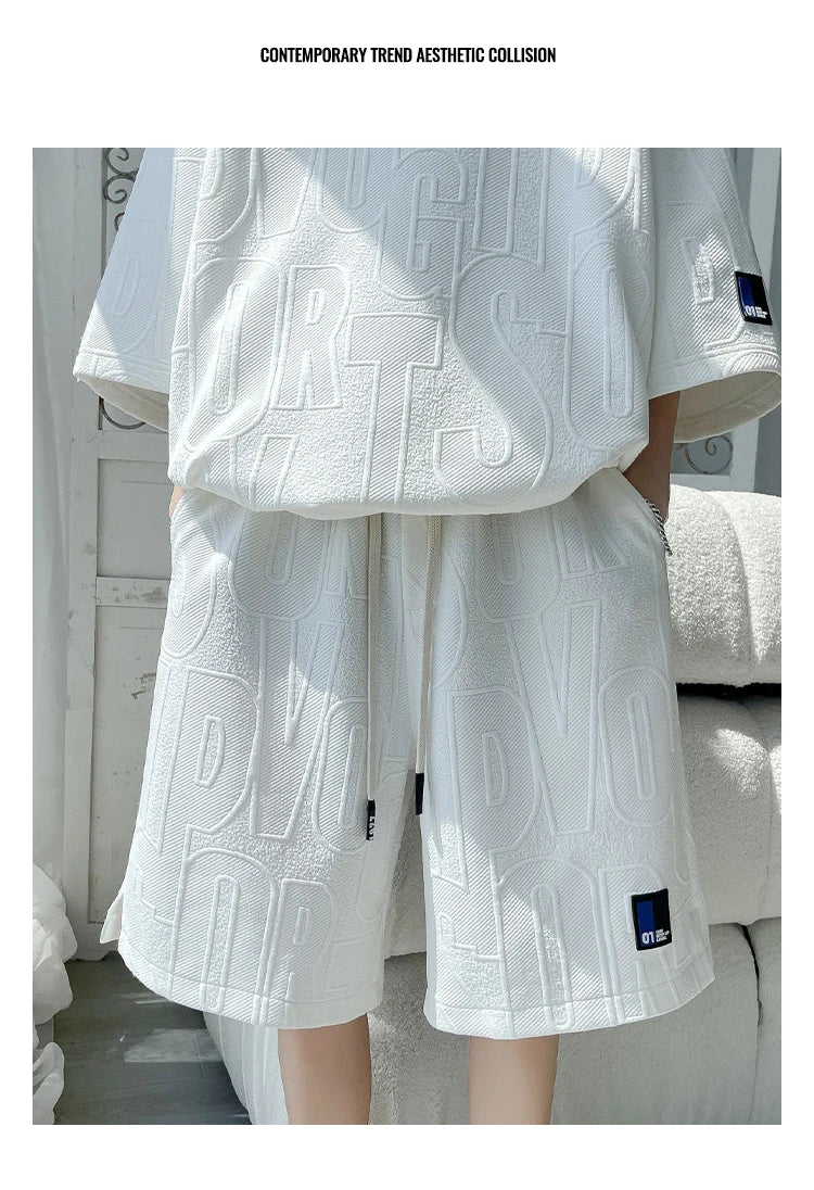 Summer ort Sve T-irt Set Men's Casual Spor Lightweight Five-Quarter Pants Matching Whole Set Youth Faion