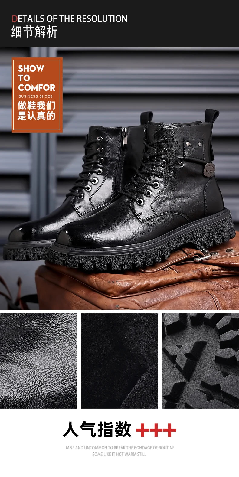 Men's High-Top Boots: British Style Thickened Sole Genuine Leather Indestructible Work Boots, Couple Big Yellow Boots for Men an