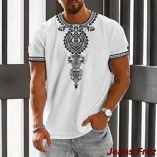Vintage Ethnic T-shirt 3D Print Clothing O-Neck Men Tops Oversized Short Sleeve Tee Summer Loose Male Streetwear Mens Clothes
