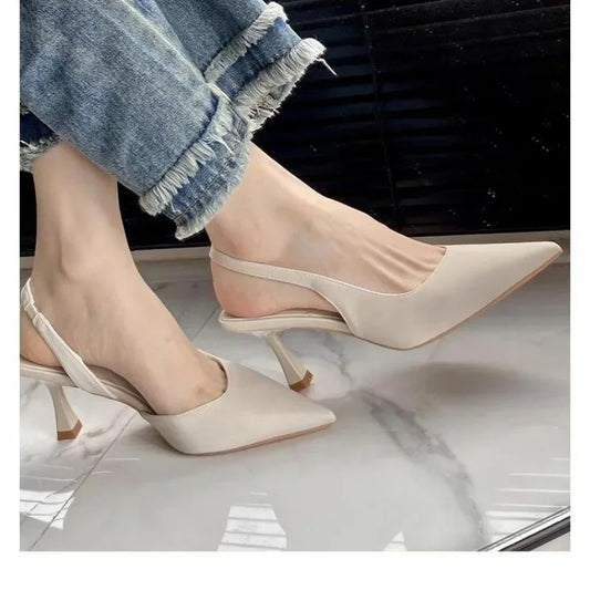 2025 New Summer Women's Shoes Fashion Women's Pumps Pointed Toe High Heels Shallow Women's Sandals Shoes for Women Zapatos Mujer