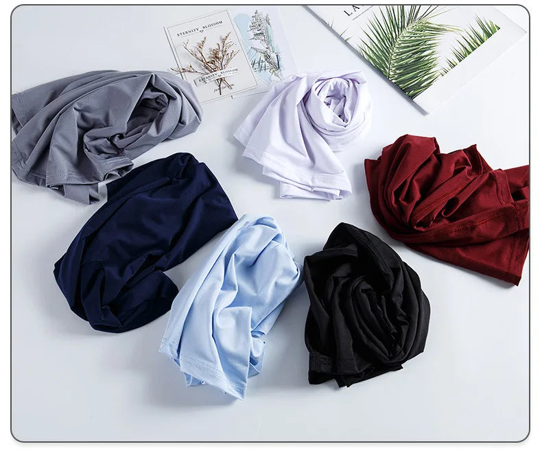 Summer Seamless Breathable Ice Silk T-Shirt Vest Men's Sports Short Sleeve T-shirt Solid Color V-neck Tees Quick Dry Shirt Tops