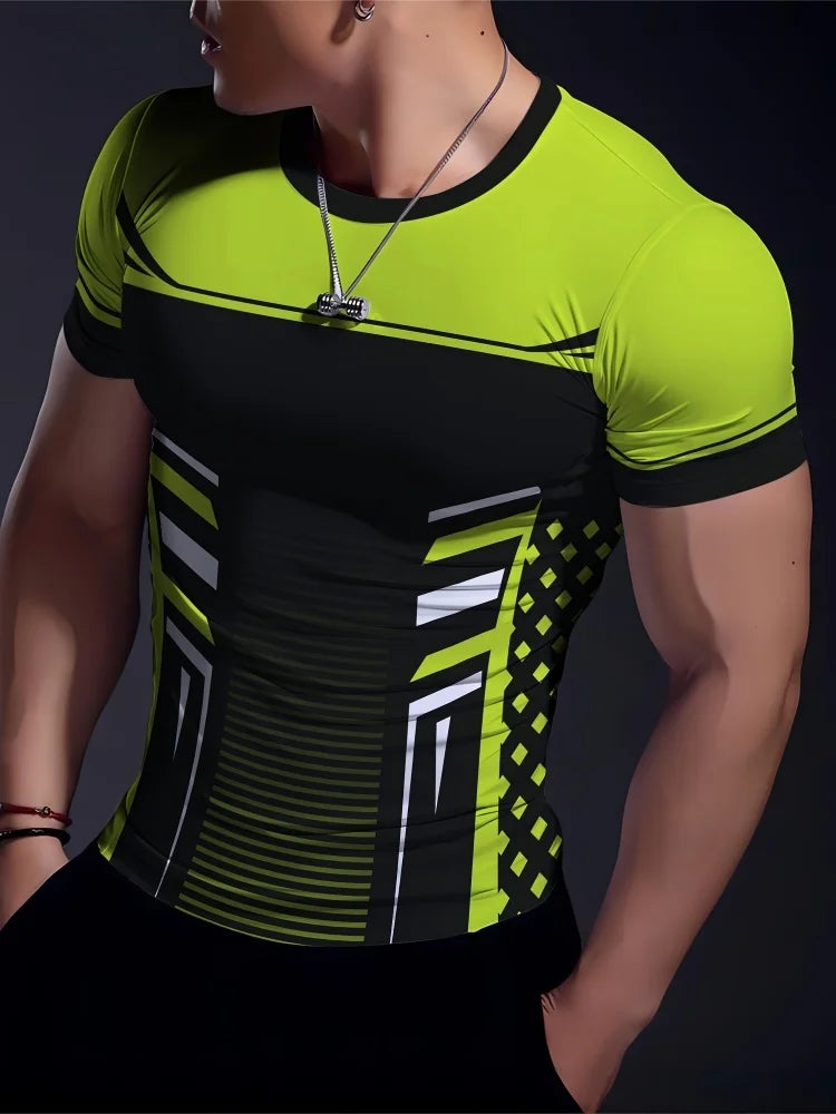 Los Angeles Text Printed Men's Sports T-shirt Summer Daily Casual Men's Short-sleeved Top Outdoor Fashion Men's Fitness T-shirt