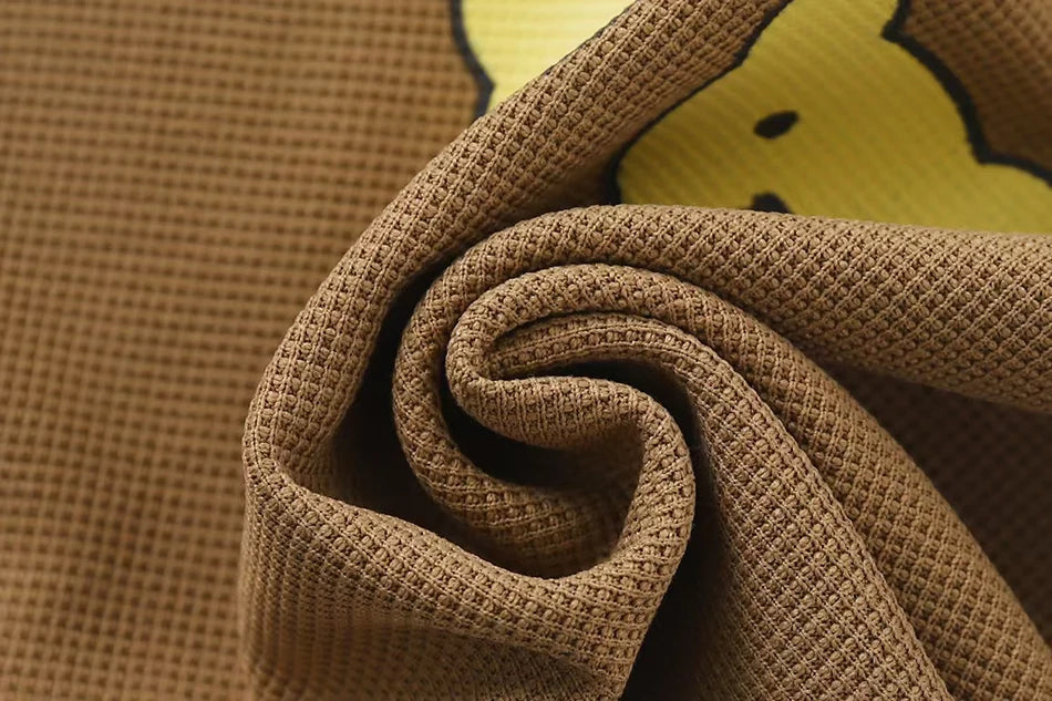 Kids Cartoon Pattern Waffle Like Knit Short Sleeve Set Children Stretchy Waist Summer Casual Clothes Two Piece Outfit 2025