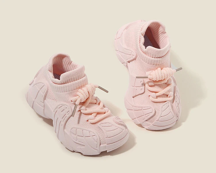 Kid Shoes Sneakers Fashion Knit Luxury Designer High Top Children Shoes Comfortable Casual Running Sports Tennis Shoes Boy Girls