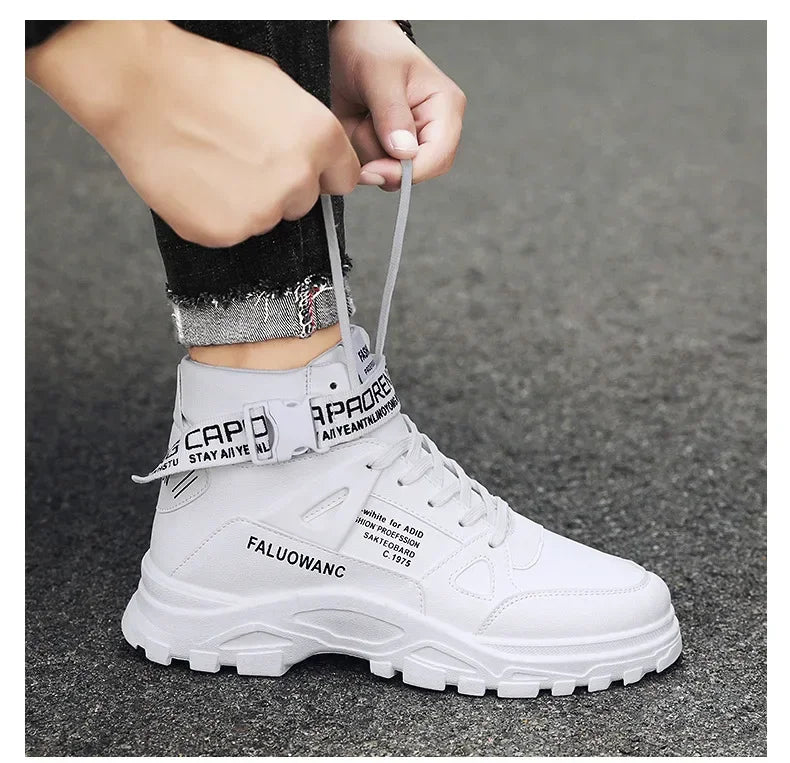 Trendy Men's Short Boots Autumn Winter Fashionable Lightweight Comfortable Anti Slip Flat Shoes Basketball Sports Casual Shoes