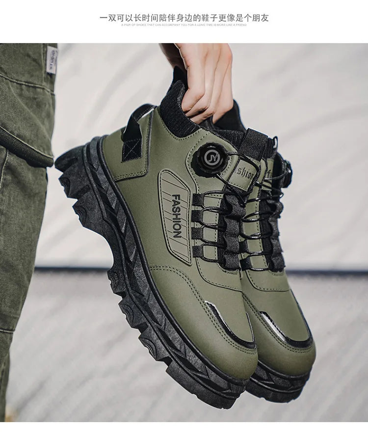 British Style Men's High Boots Fashion Outdoor Comfortable Work Boots Autumn Winter Mens Non-slip Wear-resistant Platform Boots