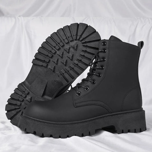 Boots for Men High Quality Casual Leather Boots Fashion Outdoor High Top Booties Black Men's Ankle Boots Fashion Motorcycle Boot