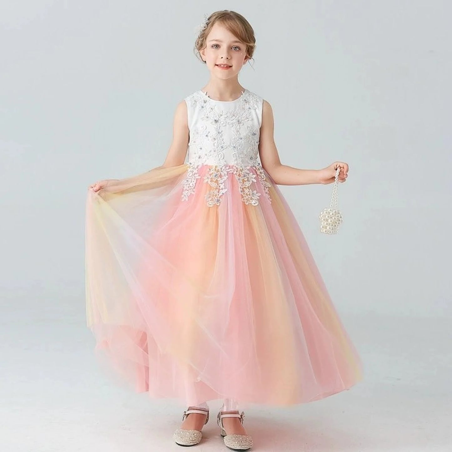 Kids Dresses For Girls Lace Dress Gown Princess Clothes Children Formal Evening Party Flower Girls Wedding Vestidois