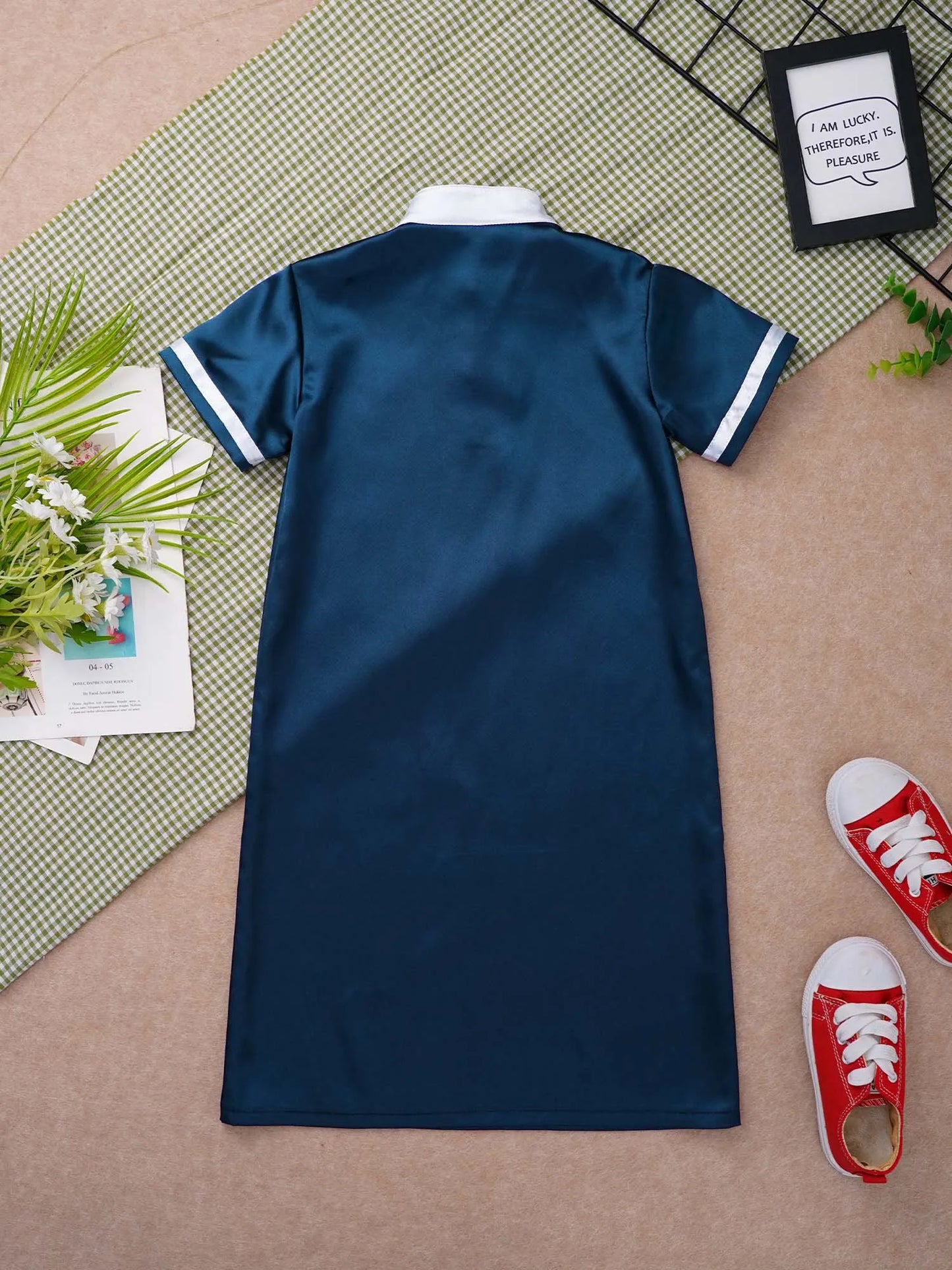 Muslim Baby Boys Robe Ramadan Eid Abaya Stand Collar Short Sleeve Satin Dress Gown with Pocket Arabic Islamic Dubai Kaftan Thobe