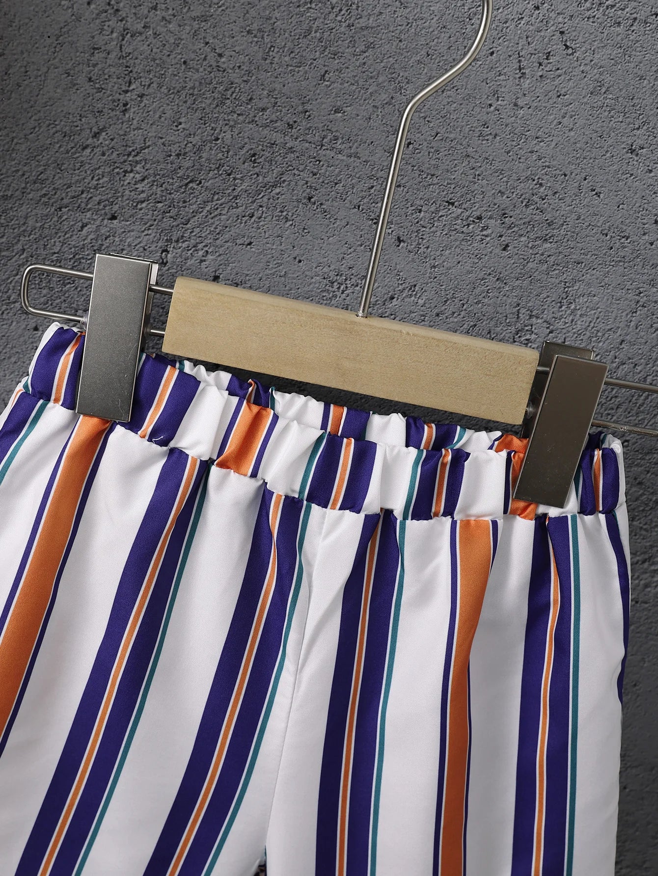 Summer Cool Boys Short Sleeves Striped Two-Piece A Gentleman's Suit For 4-7 Years Old Kids