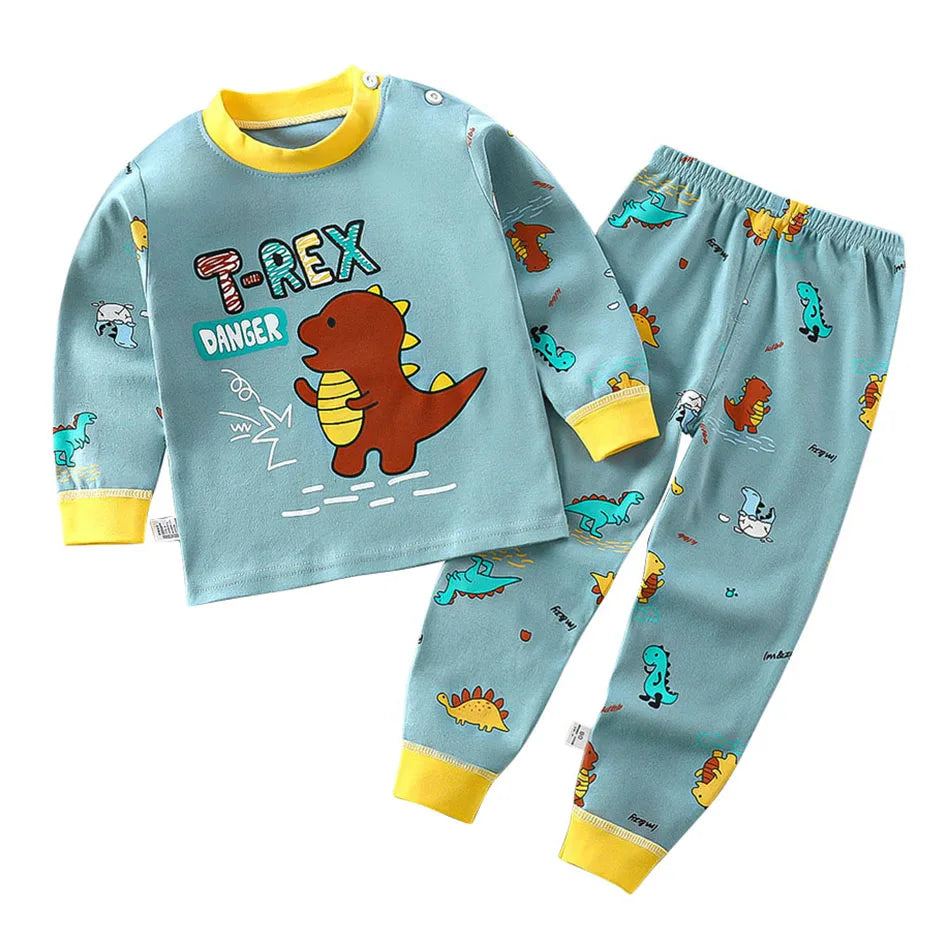 Cotton Kids Pajamas Set for Boys Girls Autumn and Winter Cartoon Sleeping Loungewear Children Night Sleepwear Home Wear Clothes