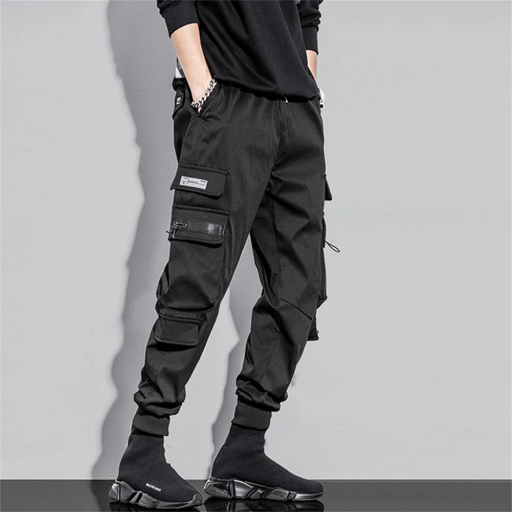 Men Cargo Pants Multi Pocket Drawstring Outdoor Man Sweatpants Male Hip Hop Joggers Pants Fashion Sweatpants Overalls Casual