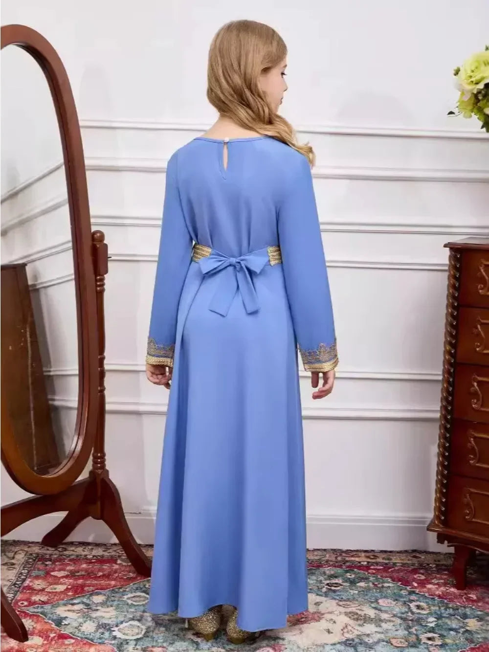 Abaya Eid Muslim Kids Girls Dresses Kaftan Lace Sashes Arab Long Robe 2026 Moroccan Jalabiya Prayer Children Turkey Vestidos